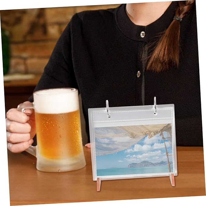Luxshiny Desktop Acrylic Photo Album Stand for Photos Flip Calendar Style Display Holder for Weddings Graduations and Stylish Tabletop Decor