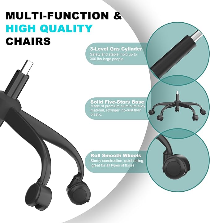 Mimoglad Office Chair, High Back Ergonomic Desk Chair with Adjustable Lumbar Support and Headrest, with flip-up Armrests for Guitar Playing, 5 Years Warranty (Modern, Dark Purple(Black Frame))
