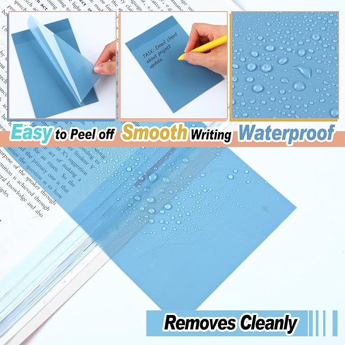Yinder 4 x 6 Inch Transparent Sticky Notes Translucent Sticky Notes Waterproof Clear Self Memo Pad See Through Back to School Bible Journaling Accessories Office School Supply(Morandi,6 Pcs)
