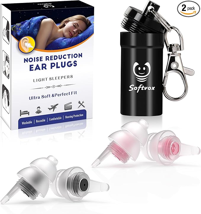 Small Ear Plugs for Sleeping, Reusable Comfy Earplugs for Sleep, Snoring, Deep Focus, Travel, Noise Sensitivity, Tinnitus Relief, Flexible Silicone Hearing Protection, Noise Reduction