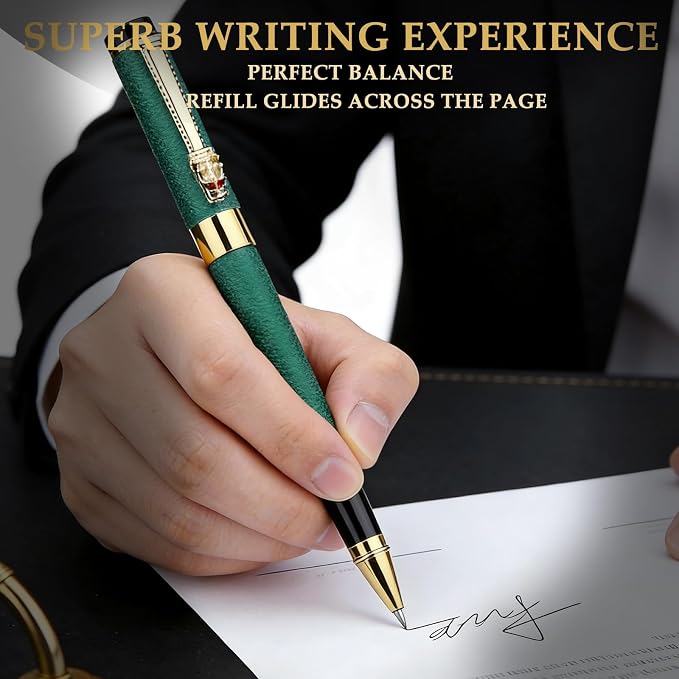 Nice pens for writing | Nice Rollerball Pens with Dragon Design, Elegant Gift Pen,for Men & Women Office & Signature Writing Pen, Refillable Black Ink Business Pen (Green)