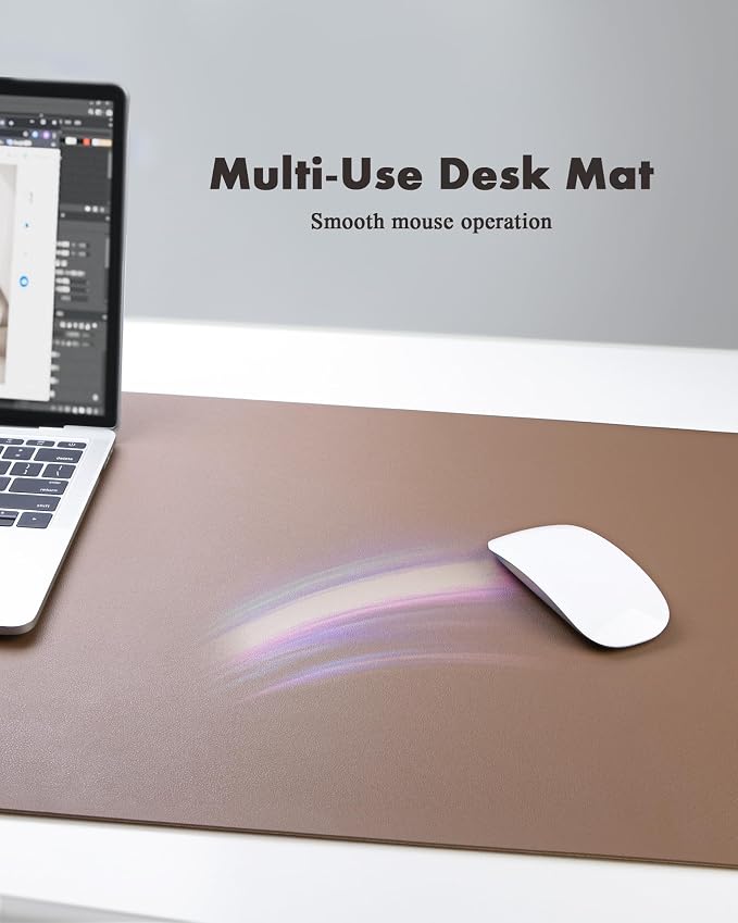 YSAGi Eco Cork Desk Pad, 47" x 17" Leather Desk Mat, Double-Sided Desk Pad Protector,Large Mouse Pad,Waterproof Desk Blotter for Office/Home(Coffee)
