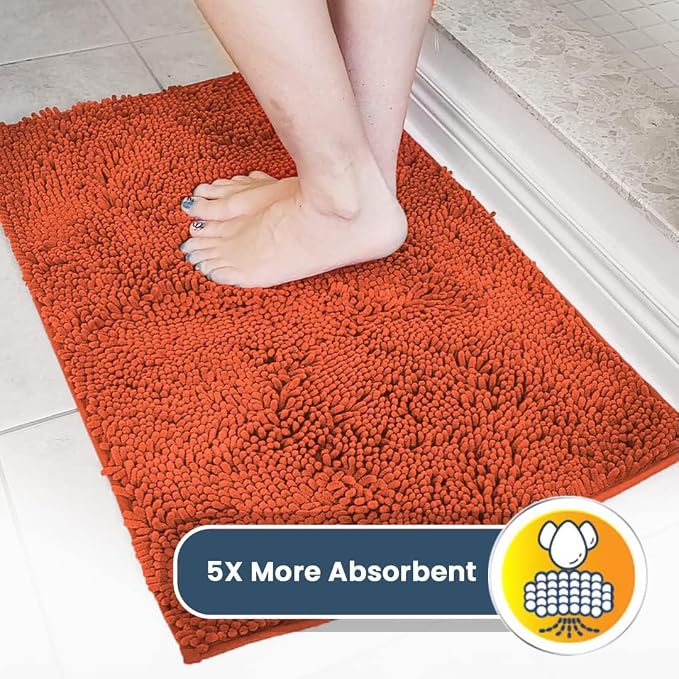 Muddy Mat® | Super Absorbent Door Mat Indoor, Microfiber Quick Dry Chenille Entryway Rug, Non-Slip Front Door Mat, Indoor Mats for Entryway, Machine Washable Pet Rug, Coral 16" x 24"