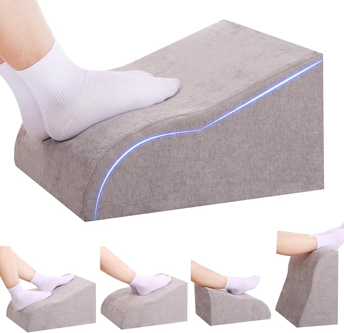 Foot Rest for Under Desk at Work, Ergonomic Under Desk Footrest with Washable Cover for Office, Home & Gaming Leg Elevation Pillow Light Gray