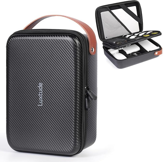 Large Electronics Organizer Travel Case for Chargers and Cords, Waterproof Hard Case for Electronics, Travel Essentials for Chargers/Mouse/USB Drives/SD Cards, Tech Gifts (Case Only)