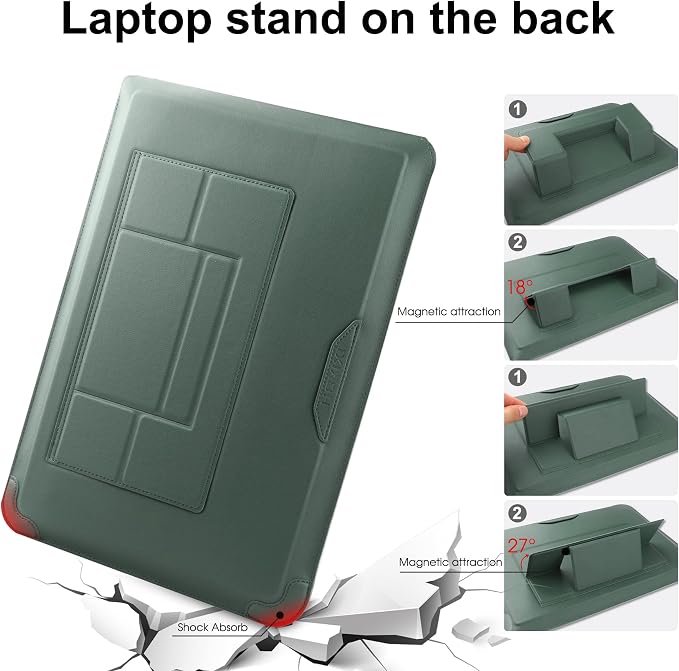 HoYiXi 15 16 Inch Laptop Sleeve Case Leather Bag for MacBook Pro 16 2021 & 2019/Huawei MateBook D15/HP 15.6" PC/MacBook Pro 15/XiaoXin Air 15.6'', Green