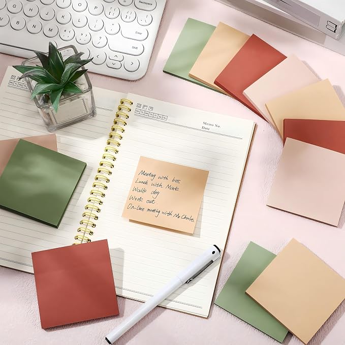 Thenshop 12 Pads Retro Sticky Notes 3''x3'', Self Stick Notes Pads Retro Office Supplies, Vintage Aesthetic School Accessories 50 Sheets/pad