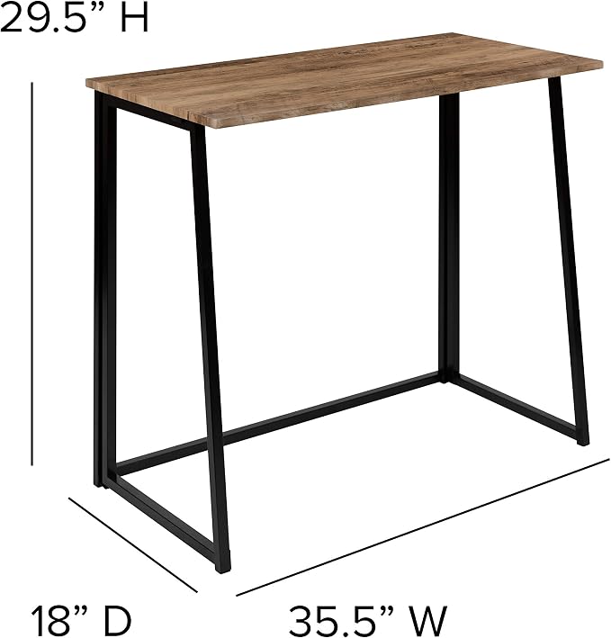 EMMA + OLIVER Small 36" Rustic Natural Home Office Folding Computer Desk - Laptop Desk