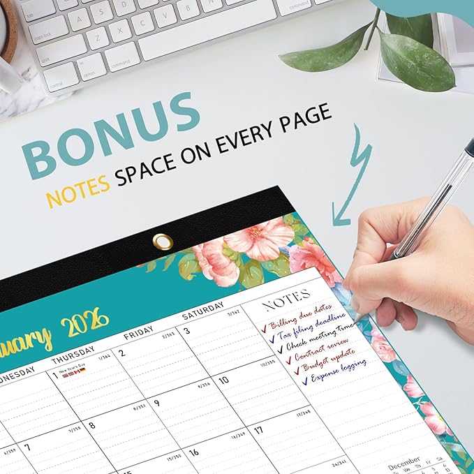 2026 Desk Calendar, Large Desktop/Wall Monthly Calendar (Jan. 2026 - Jun. 2027) 17'' x 12'' School Year Desk Planner for Teacher Family School Office Supplies (Pack of 2)