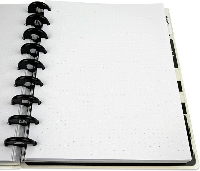 Discbound Dotted Grid Paper, 120 GSM Refill, 200 Sheets (400 Pages), 9 Disc Pre-Punched Happy Planner Inserts, Loose Leaf, White, 7 inch x 9.25 Inch