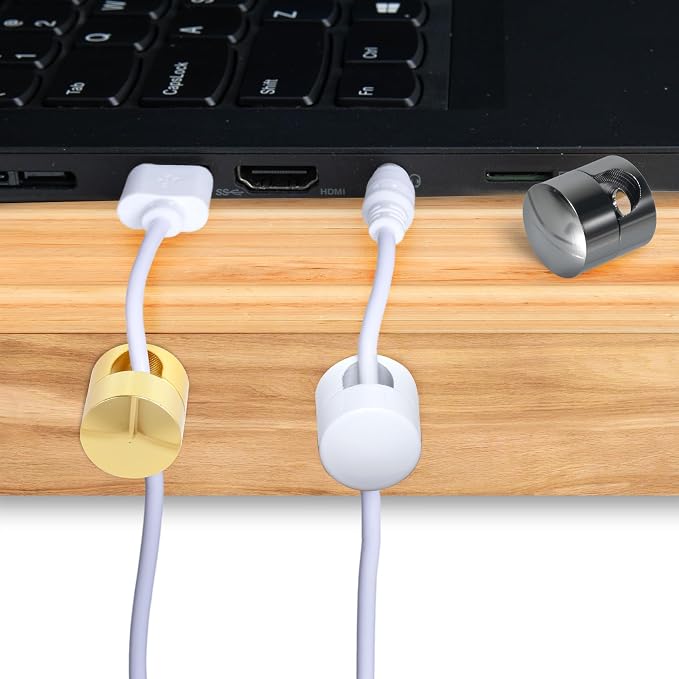 SmallCat 8 Sets Charger Holders for Cords, 8 Colors Adjustable Cable Anchor Holders, Adhesive Metal Cord Clips, Cable Management Wire Organizers for Desk, Office, Nightstand
