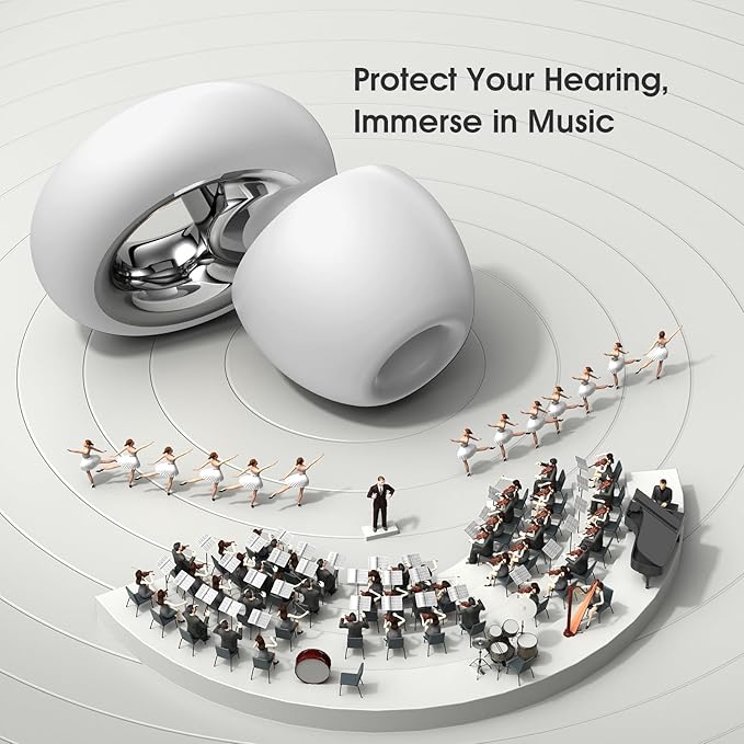 Ear Plugs for Sleeping Noise Cancelling, Soft EarPlugs for Concert, 45dB Reusable Ear Plugs for Noise Reduction with 8 Ear Tips, Comfortable Silicone Earplugs for Sleep, Work, Travel (White)