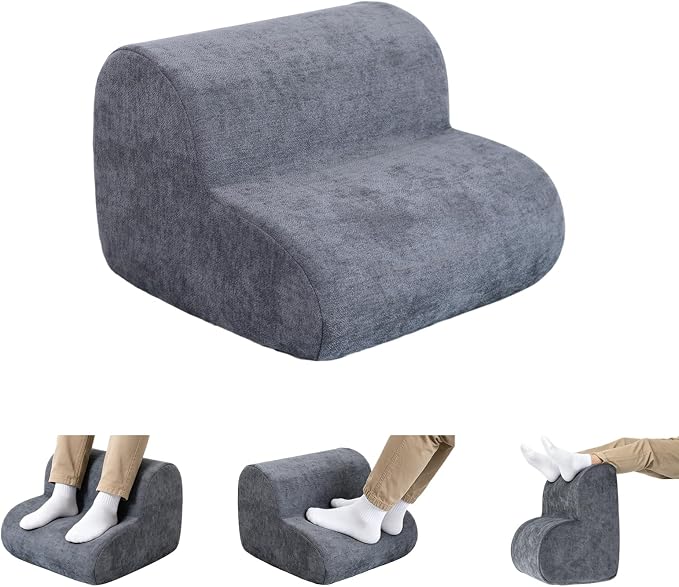 Foot Rest for Under Desk at Work,Ergonomic 2-Height Sponge Foot Stool for Office, Home,Sofa & Gaming Chair, Desk Accessories Footrest Cushion to Support Legs,Relax Ankles & Relieve Pain(A-Dark Gray)