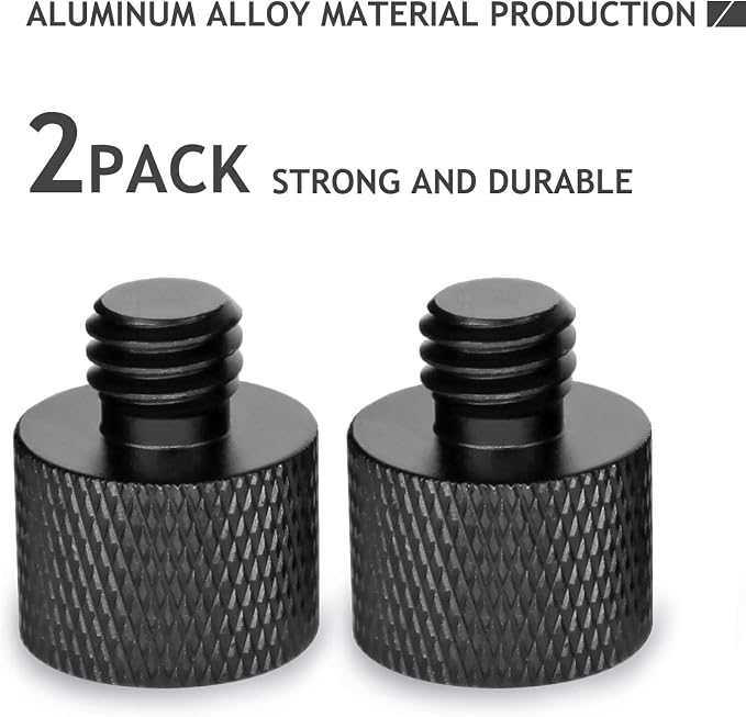 Mic Stand Adapter 5/8 Female to 3/8 MaleThread Screw, 5/8 to 3/8 Adapter for Microphone Stand Mount to Camera Tripod Converter Screw 2 Pack