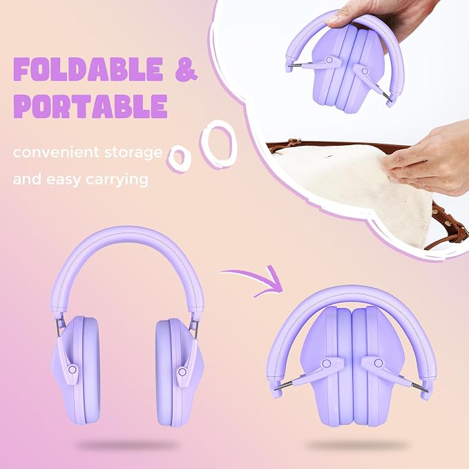 ProCase Kids Noise Cancelling Headphones, Kids Ear Protection Monster Jam Truck, Fireworks Hearing Protection Noise Reduction, Noise Canceling Earmuffs for Sensory Autism Toddler Children -LightPurple