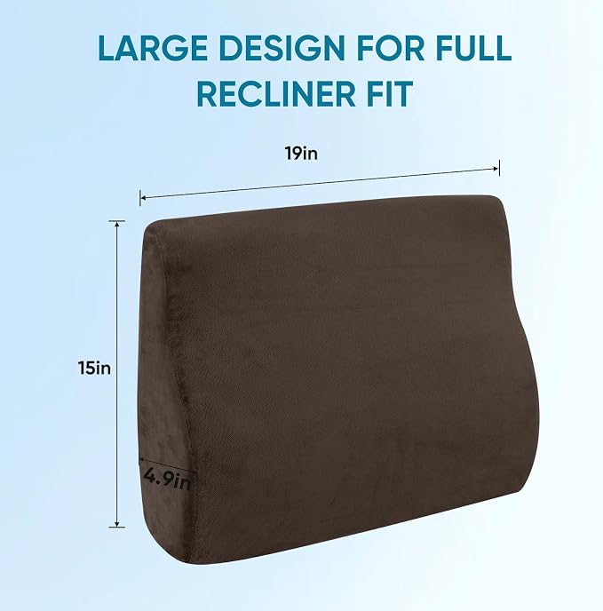 Lumbar Support Pillow for Recliner, Ergonomic Back Support Pillow | Dual-Layer Memory Foam, Soft Velvet Cover, Lower Back Pain Relief, Couch Back Cushions for Recliner, Sofa & Gaming Chair