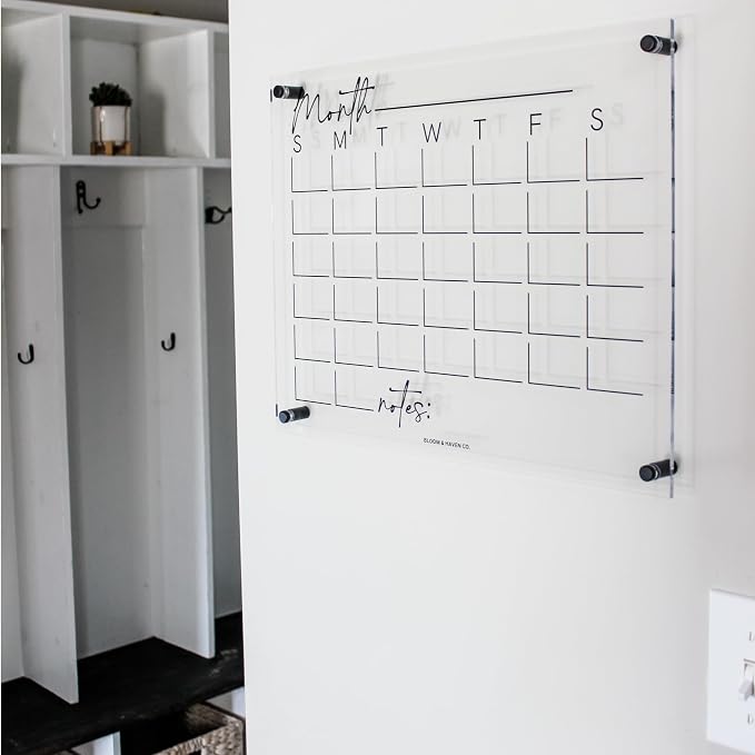 Premium Acrylic Calendar for Wall (16.75” x 13.25” x 1/4”) Acrylic Family Wall Calendar, Clear Calendar for Wall, Calendar Dry Erase Board for Wall, Home, Office, or Family Command Center