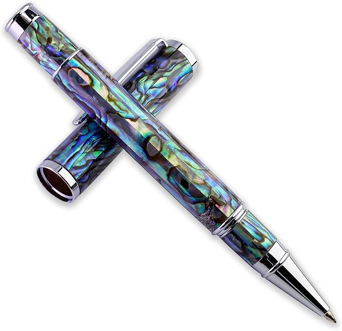 LACHIEVA LUX Exquisite Abalone Shell Rollerball Pen with German 888F Refill, Luxury Writing Gift for Executives, Men & Women