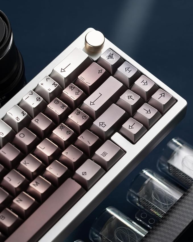 Keymatic Gaming Cherry Keycaps, Metal Keycaps with Key Puller for Mechanical Keyboard Cherry Mx Switch,112 Custom Keycaps,Coffee(Only Keycap Set)