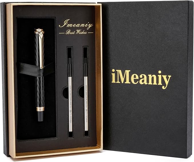 Mini Pocket Roller Ball Pen with Real 24K Gold Finish, Nice Fancy EDC Rollerball Pens for Writing Note Taking Signature, Good Pen Set Gifts Christmas Birthday Graduation