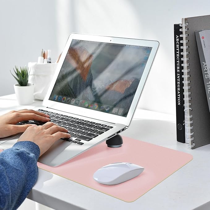 Leather Desk pad Protector, Office Mat, Large Mouse Mat, Non-Slip PU Leather Blotter, Laptop Desk Pad,Waterproof Laptop Computer Desk Keyboard Mat for Office/Work/Home/Decor (Pink, 25in*13in)