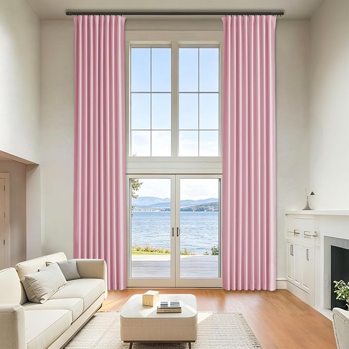 Hot Pink Princess Curtains Blackout - Back Tab and Rod Pocket Cute Curtain - Living Room Decor Hot Pink Drapes with Hook for Track System 52 x 96 Inches Long 2 Panels Set