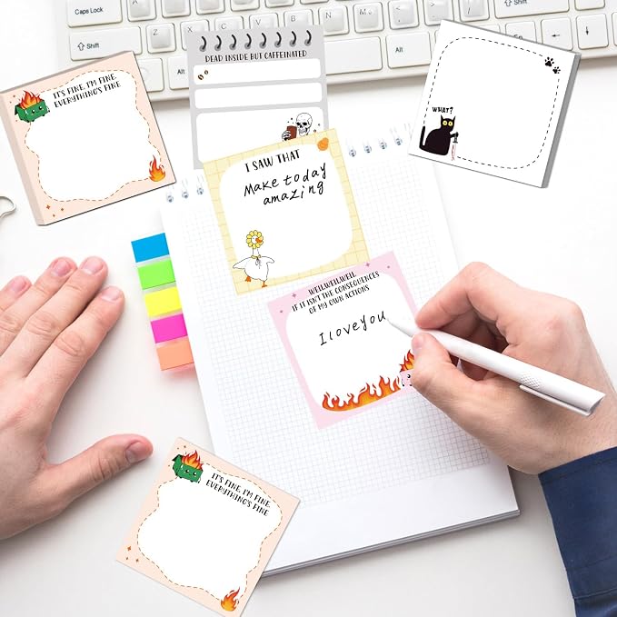 Funny Sticky Notes Gifts - 9 Pack Funny Notepads for Work 3x3 Inch, Fun Self-Stick Memo Pads Work Gifts for Coworkers Students, Sarcastic Gag Office School Supplies (450 Sheets)