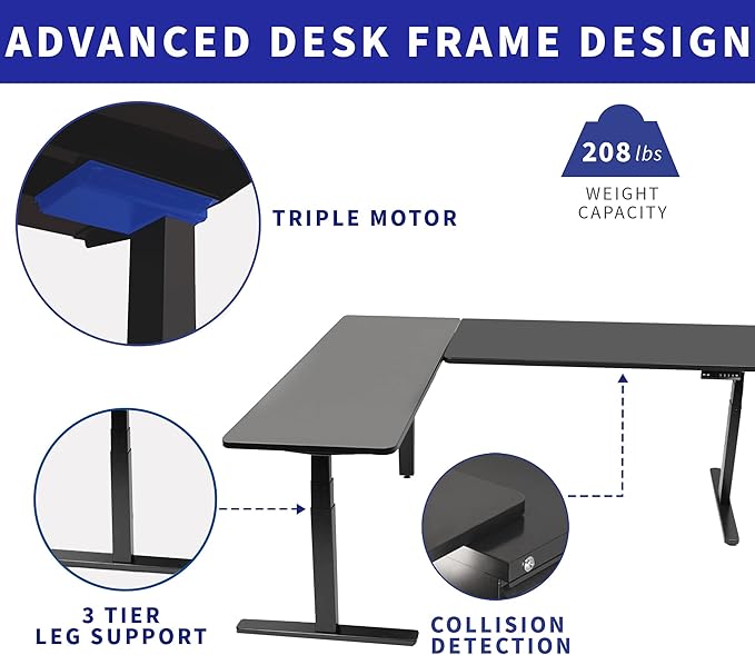 VIVO Electric Height Adjustable 83 x 60 inch Corner Stand Up Desk, 2 White Dry Erase Solid Table Tops, White Frame, Memory Controller, L-Shaped Workstation, 3E Series, DESK-KIT-3E8WE