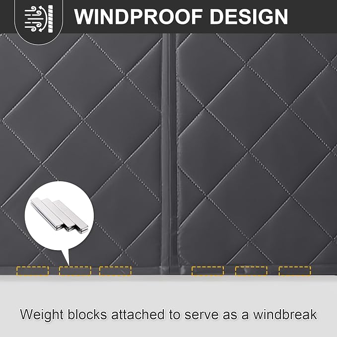 RYB HOME Summer Heat Blocking Thick Quilted Insulated Curtains, Thermal Insulated Curtains Room Divider for Energy Saving Window Treatment for Bedroom Living Room, W32 x L80, Grey, 1 Panel