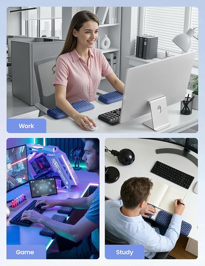 Vaydeer 2Pcs Elbow Rest Pad, L-Shaped Arm Rest Elbow Pad, Desk Edge Cushion, Ergonomic Memory Foam Wrist Rest Support Keyboard Mouse Padding for Palm Hand Office Computer Home Gaming Accessories-Black