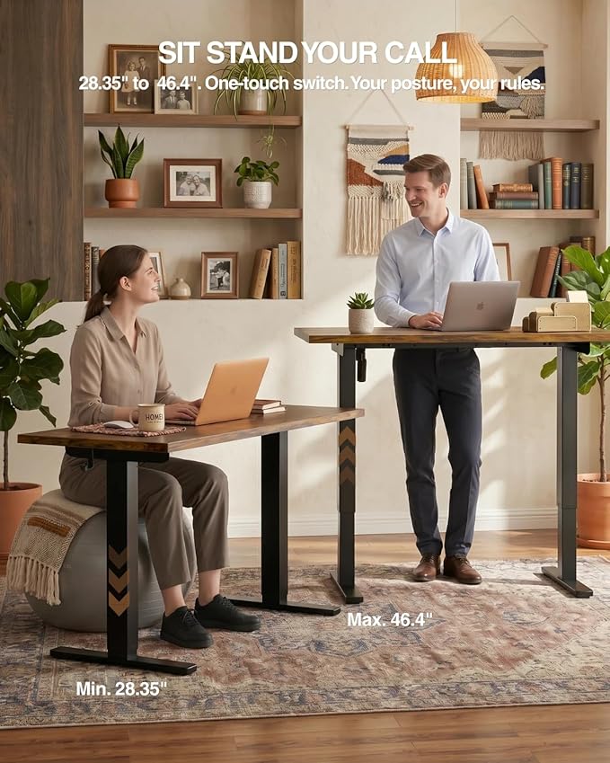Acrolix Electric Standing Desk, Height Adjustable Home Office Desk with Memory Presets & Cable Management,Rustic Brown Sit Stand Desk for Work from Home, Ergonomic Computer Desk (48" x 24")