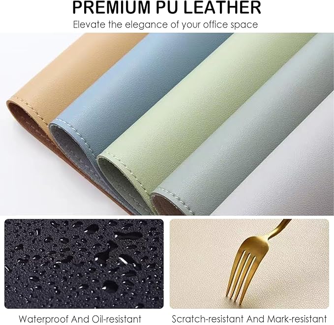 24 x 12 Inches Leather Desk Pad Protector, Non-Slip PU Leather Desk Mat, Laptop Desk Pad, Perfect for Office & Home Use (cherry blossom pink)