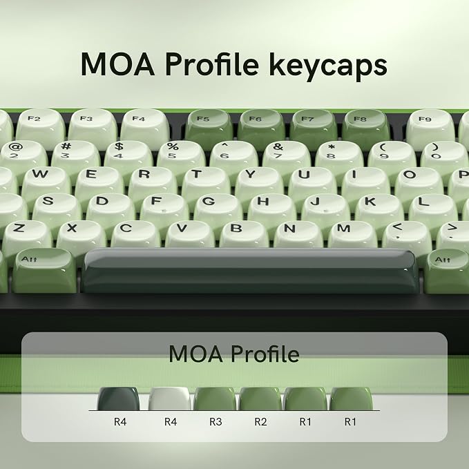 dagaladoo Matcha Green PBT Keycap Set,Glossy Custom Keycaps Ceramic Style, Dye Sublimation Keyboard Key caps,MOA Profile Keycaps for 100% 75% 65% 60% TKL US Layout Mechanical Keyboard
