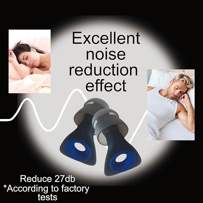 Elate Fashionable Customizable Silicone Ear Plugs with 3 Interchangeable Color Rings Stylish Hearing Protection for Sleep, Study, Travel, Autism, ADHD, Concerts & Swimming - Black