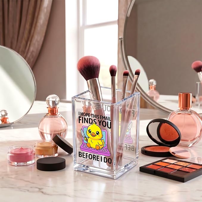 zcyhtqp, I Hope This Email Finds You Before I Do, Funny Acrylic Cosmetic Pencil Pen Holder Cup, Duck Lover Desk Organizer, Sarcastic Work Gifts for Family Friend Coworker Leader