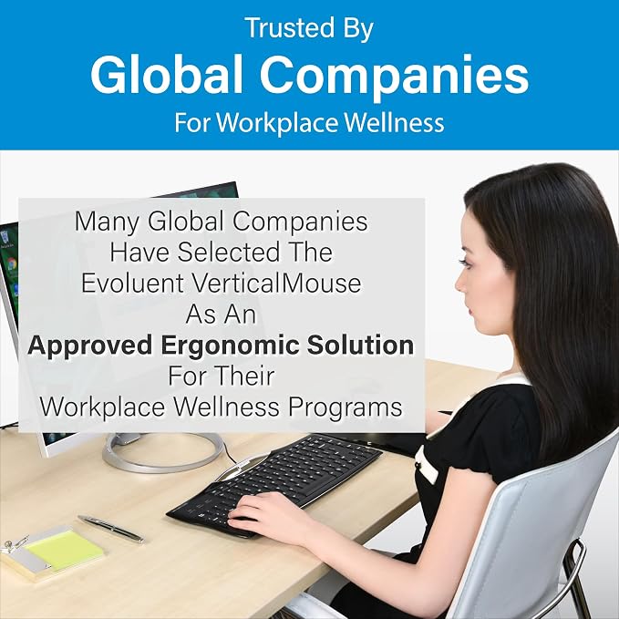 Evoluent – Inventor of The Vertical Mouse – VM4SW Ergonomic Vertical Mouse Right Hand Small Wireless USB, Sculpted for Comfort, Reduces Wrist Strain, 4 Speeds, 6 Customizable Buttons in Windows