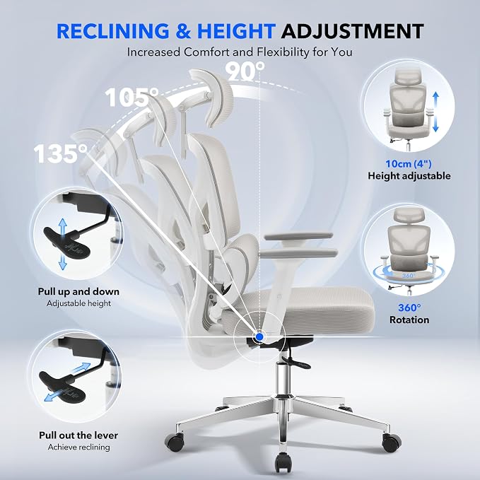 Garvee Office Chair Ergonomic Desk Chair - Home Mesh Office Desk Chair with Adjustable Lumbar Support