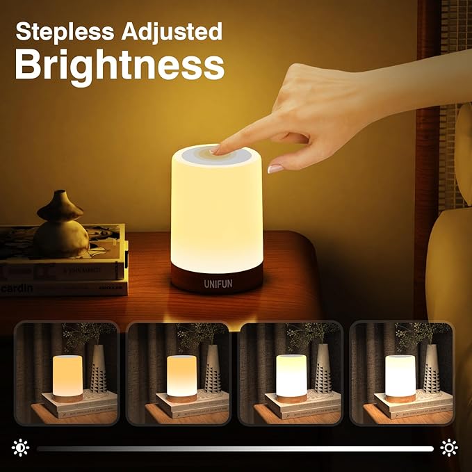 UNIFUN Touch Control Table Lamp, Smart Dimmable Bedside Lamp with RGB Color Changing & Warm White Light, Ambient Lighting for Bedroom Living Room, Holiday Gift, Taller Design