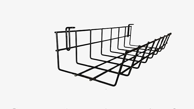 Under Desk Cable Organizer 14 Inch Wire Tray | Table Cord Management Basket | Desk Cable Raceway (2 Pack)