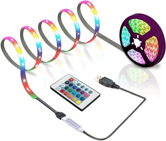 3.28ft USB LED Strip Lights, USB Rope Lights with 24 Keys Remote, DIY Indoor Decoration