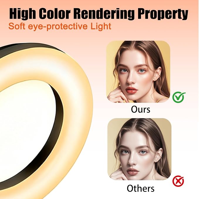 Desk Ring Light with Stand, Video Conference Lighting with Clip, Ring Light for Phone, Travel Selfie Light for Makeup, Live Streaming, Video, Photography