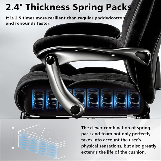 WAILOR 600lbs Big and Tall Office Chair for Heavy People,Heavy Duty Comfy Executive Office Desk Chair with Adjustable Lumbar Support,High Back Reclining Fabric Computer Chair