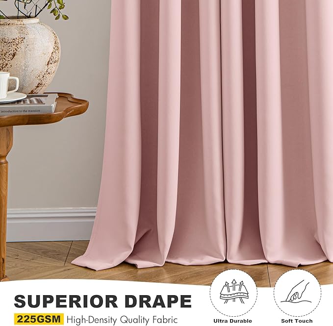 MIULEE Blackout Curtains for Bedroom Living Room 2 Panels, Thermal Insulated Room Darkening Drapes Grommet Noise Reducing Light Blocking Window Treatments 84 Inches Long 40x84 Inch Pink