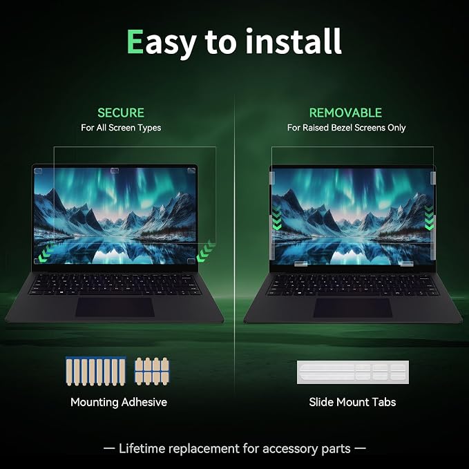 Laptop Privacy Screen 16 Inch, Laptop Screen Privacy Shield 16:9 Aspect Ratio Anti-Glare Blue Light Computer Monitor Protector,Removable 16in Filter for Lenovo HP Dell Acer Asus Thinkpad Envy Xps