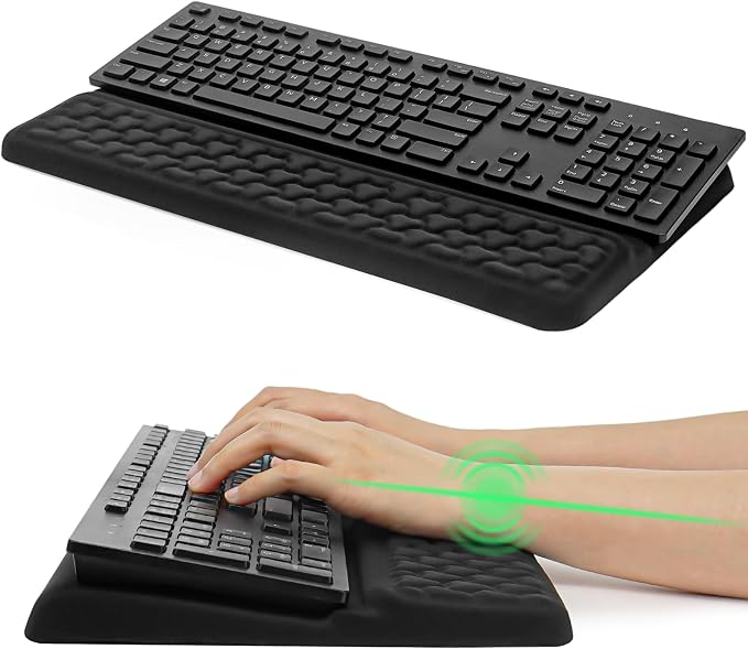 Cirhy 2-in-1 Keyboard Stand and Wrist Rest, Ergonomic Adjustable Keyboard Riser with Memory Foam Cushion, Non-Slip Silicone Base, Wrist Support for Typing, Gaming, Office and Study