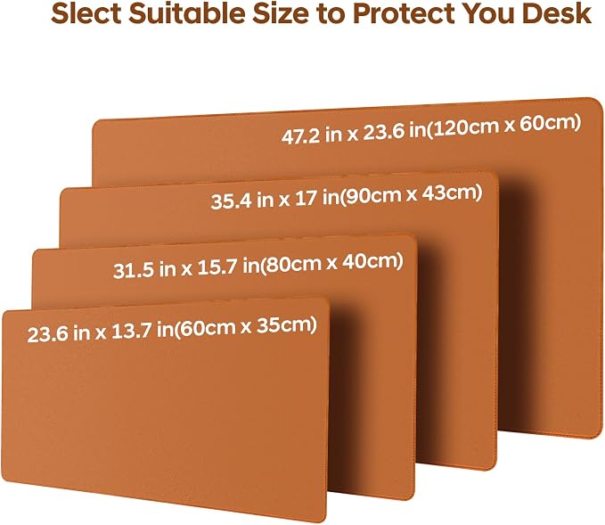 Leather Desk Pad Protector, Office Desk Mat, Large Mouse Pad, Non-Slip PU Leather Desk Blotter, Waterproof Computer Desk Writing Pad for Office and Home (Brown, 23.6" x 13.7")