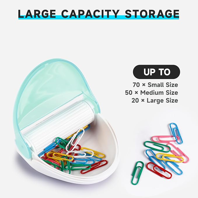 Paper Clip Holder ,Magnetic Paper Clip Holder for Desk, Paperclip Holder with Gold Paper Clips 100pcs 28mm(1.1") , Cute Office Supplies for Desk Organizer(Green, Paperclips Holder)