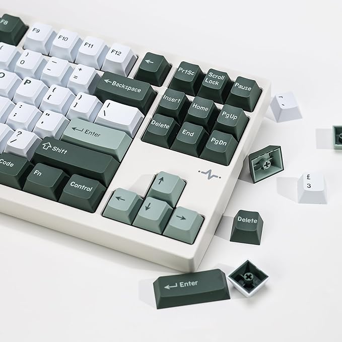 Botanical PBT Double Shot Keycap Set,174 Keys Green Keycaps Cute Keycaps 60 Percent Cherry Profile Key caps for 61/64/68/84/87/100/104/108 Mechanical Keyboard