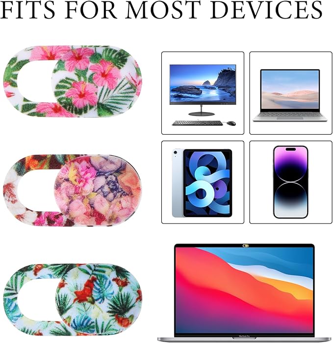 JIEYAO 6Pcs Laptop Camera Cover Slide Cute Flower, Ultra Thin Webcam Cover Slide Phone Camera Cover Computer Camera Cover Slide Blocker Slider Fits Laptop Desktop PC Tablet