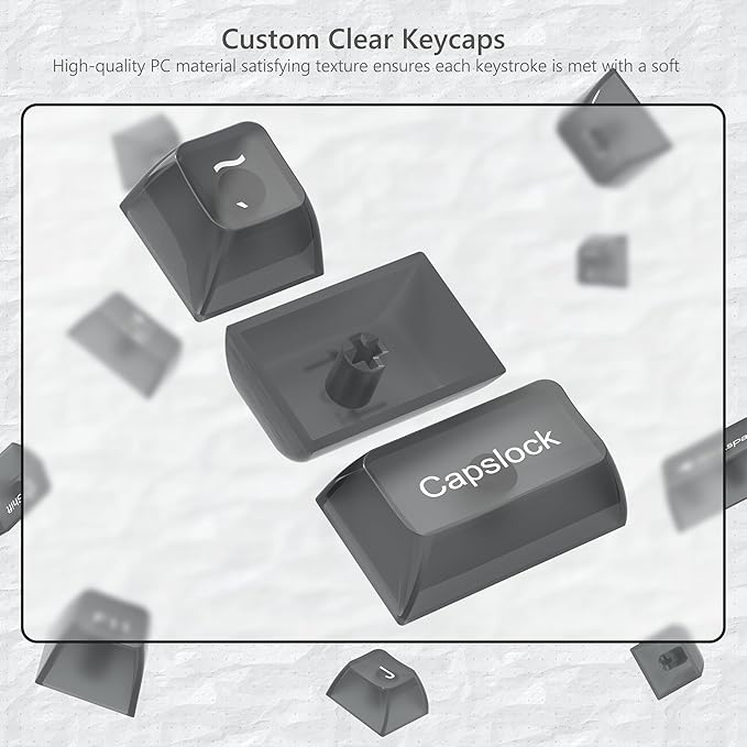 Womier Keyboard Keycaps Jelly, Black Clear Shine Through Keycaps 60 65 75 100 Percent, Transparent Cute Custom Key Cap Set for Cherry MX, Kailh, Outemu, Gateron Mechanical Keyboards(MDA Profile)